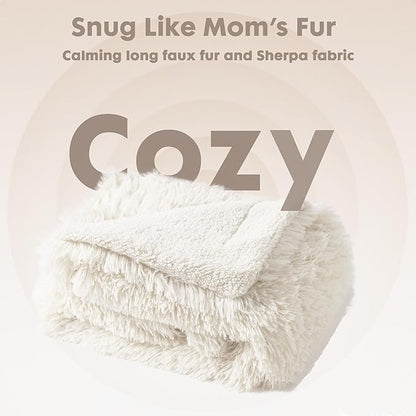 gogobunny Waterproof Dog Blanket for Large Dogs, Cats, Puppy, Reversible Faux Fur Pet Throw Blanket, Washable, Calming Furniture Protection for Sofa Bed (33x77 Inch (Pack of 1), Cream)