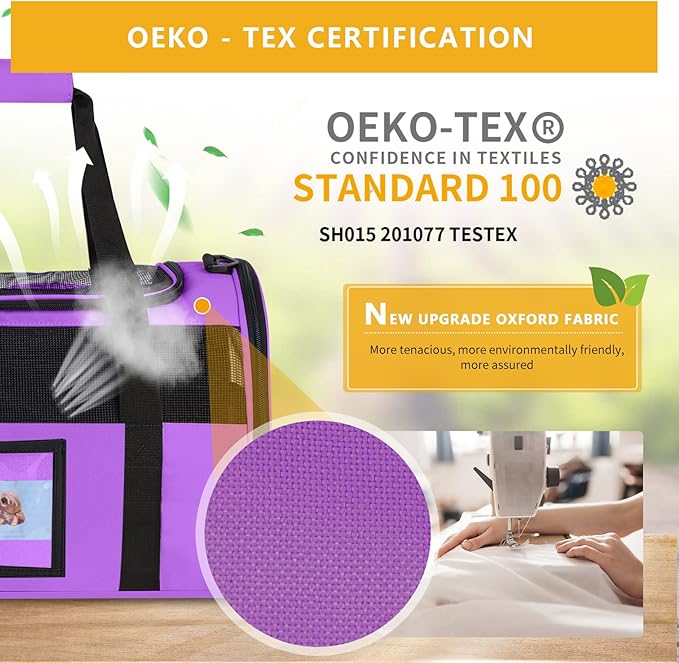 Cat Carrier Pet Carriers Airline Approved for Small Dogs Kitten Carrier for Small Medium Animals Under 15lb, Collapsible Soft Sided Travel Carrier, Purple
