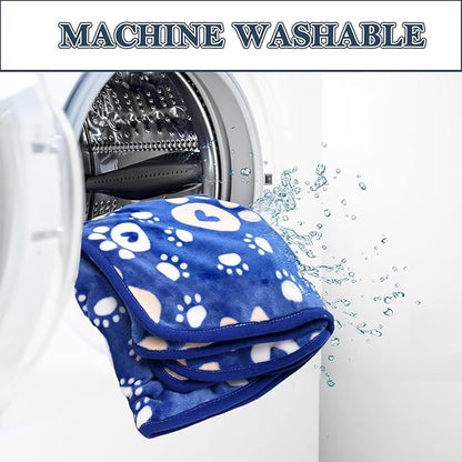 Dog Blanket, Soft Fleece Dog Blankets for Small Medium Dogs, Fluffy Flannel Pet Cat Puppy Blanket Mat Cover for Bed Couch, Cute Paw Print Throw Blanket for Dogs, Blue 40"X30"