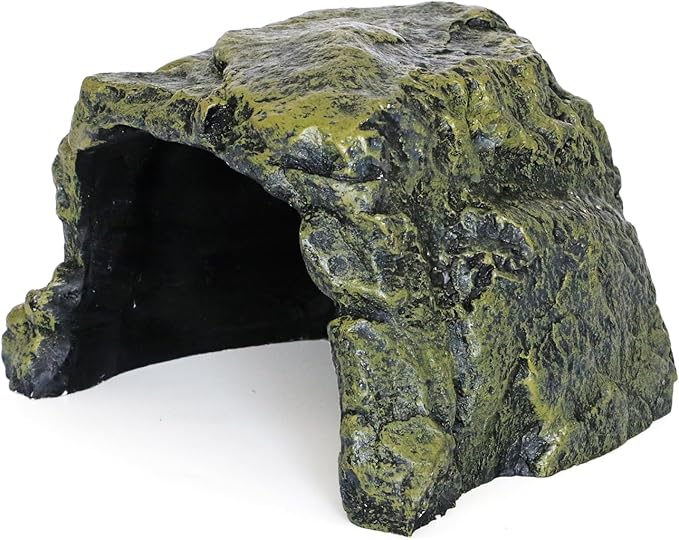 Rock Hide Cave for Reptiles, Amphibians Rock Den - Terrarium & Aquarium Decor, Great for Bearded Dragons,Lizards,Snakes,Turtles,Geckos,Frogs,Small Animals - Large Size