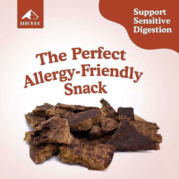 BARK'N BIG Bison Dog Treats - Single Ingredient Lung Dog Treats - Made & Sourced in USA - Dehydrated Bison, High Protein, Low Fat, Easily Digestible for Dogs with Sensitive Stomachs - 5 oz