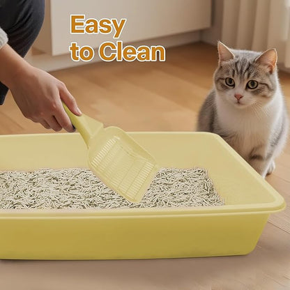 PAWISE Small Cat Litter Box, Kitten Litter Box Starter Kit, Low Entry Baby Kitten Training Litter Box with Scoop, Bowls,Cat Mouse Toy and Cat Ball Toy,First Catty Owner Essentials (Yellow)