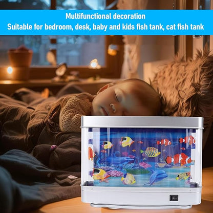 LED Tropical Fish Aquarium Night Light - Mini Artificial Aquarium with Moving Fish for Kids Baby - Unique Home Decor Gift