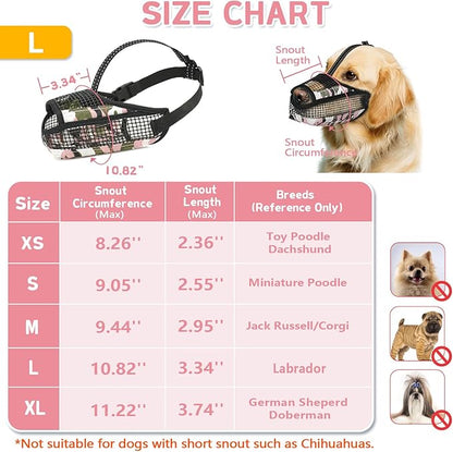 Dog Muzzle for Large Medium Small Dogs, Soft Mesh Muzzle for Dogs with Reflective Adjustable Strap, Prevent Biting Chewing and Licking, Dog Nose Open Design for Reduction Friction (Pink, L)