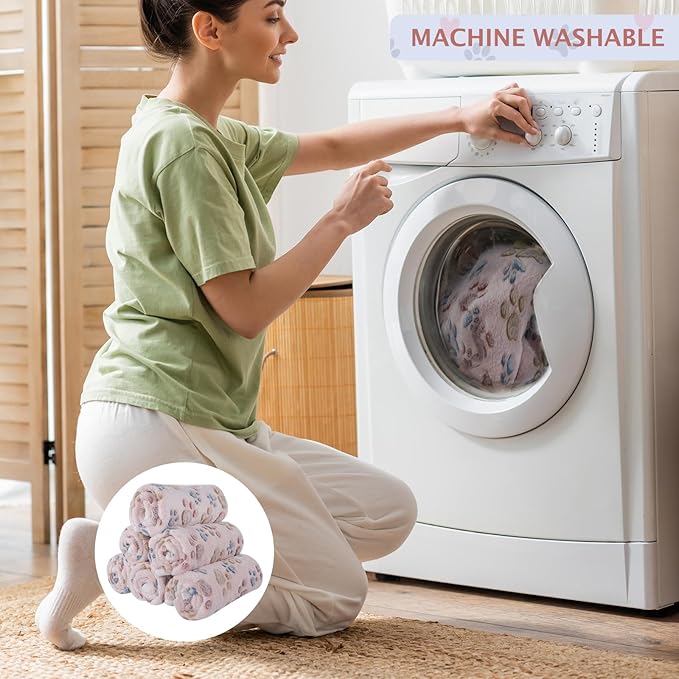 BVAGSS 6 Pack Small Dog Blanket, Super Soft Warm Pet Cover Blankets, Paw Print Puppy Fleece Flannel Blanket for Small Medium Dogs and Cats MW003