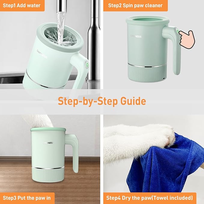 DOGNESS Automatic Dog Paw Cleaner, Rechargeable Paw Washer for Dogs Portable Electric Paw Cleaner Cup for Medium to Large Dogs (Green)