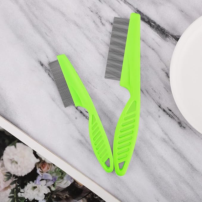 2 in 1 Multifunctional Pet Grooming Comb - Flea and Tear Stain Removal for Dogs and Cats, Dehairing for Face and Paws (Green)