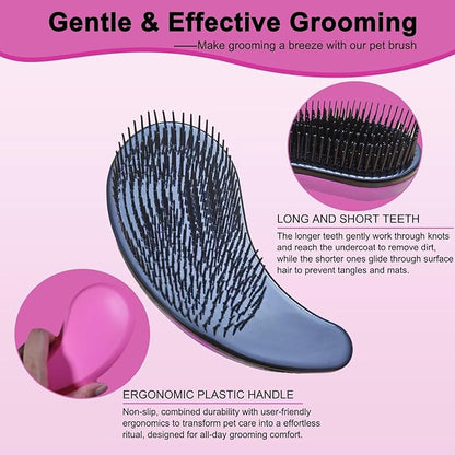 Puppy Brush for Small Dogs - Soft Dog Brush - Perfect Yorkie, Shih Tzu, Maltipoo & Maltese Grooming - Gentle Hair Remover for Easy Pet Grooming at Home (Pink)