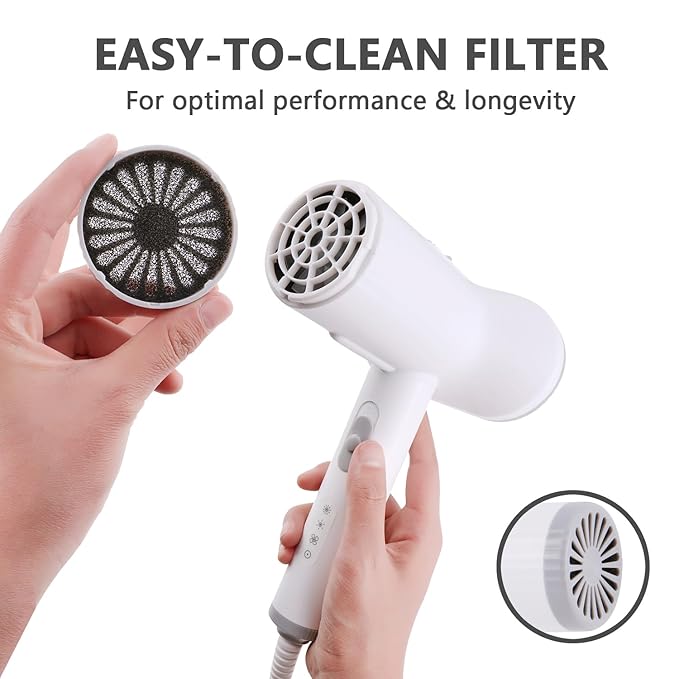 2-in-1 Dog Hair Dryer and Brush - Low Noise Operation, Overheating Protection, 3 Temperature & Airflow Settings, Self-Cleaning Button - Ideal Dog Brush for Short Haired Dogs (White Grey)