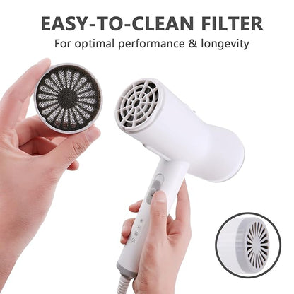2-in-1 Dog Hair Dryer and Brush - Low Noise Operation, Overheating Protection, 3 Temperature & Airflow Settings, Self-Cleaning Button - Ideal Dog Brush for Short Haired Dogs (White Grey)