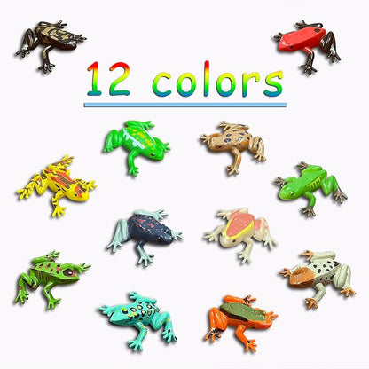 Realistic Plastic Frog Toy Decorations Mini Vinyl Frogs Fun Rain Forest Character，Fish Tank Accessories Aquarium Decorations ，Colorful Frogs tree frogs，poison dart frogs animal figurines. (A-17 Plack)