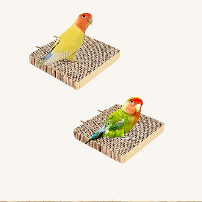 2PCS Bird Toys for Cage - Shredding & Foraging Platform Perch Stand, Safe Cardboard Chew Toys for Parakeets, Cockatiels, Conures, Parrots | Cage Attachment | Bird Cage Accessories