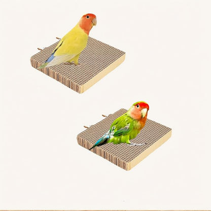 2PCS Bird Toys for Cage - Shredding & Foraging Platform Perch Stand, Safe Cardboard Chew Toys for Parakeets, Cockatiels, Conures, Parrots | Cage Attachment | Bird Cage Accessories