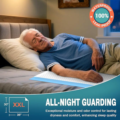 AAY Bed Pads Disposable 30" x 36" (100 Count), Extra Large Super Absorbency Disposable Underpads for Incontinence, XXL Premium Leakproof Protective Chucks Pee Pads for Adult, Kids, Puppy Training