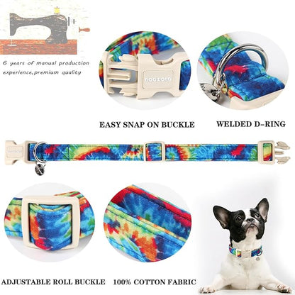 DOGWONG Cotton Dog Collar, Spring Summer Dogs Collar Durable Soft Natural Fabric Pet Dog Collars for Small Medium Large Dogs