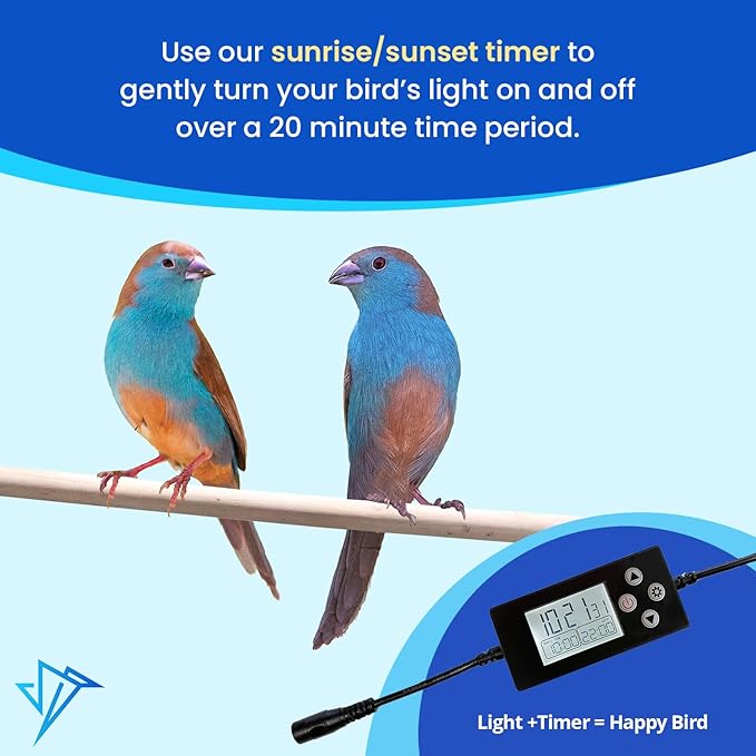 HappyBird Lighting Bird Cage Light - Full Spectrum LED Pet Light - Simulates Natural Environment - Safe for Soft Bill Birds – Easy to Install - (18" Long)