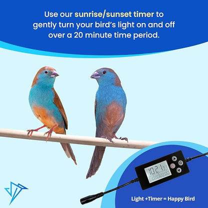 HappyBird Lighting Bird Cage Light - Full Spectrum LED Pet Light - Simulates Natural Environment - Safe for Soft Bill Birds – Easy to Install - (18" Long)