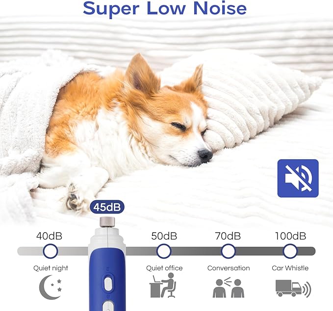 2 in 1 Dog Nail Grinder & Dog Nail Clippers Trimmers with LED Light, 3-Speed Pet Nail Clippers for Small Medium Large Dogs Cats, Dog Nail Grinder Set Quiet & Safety