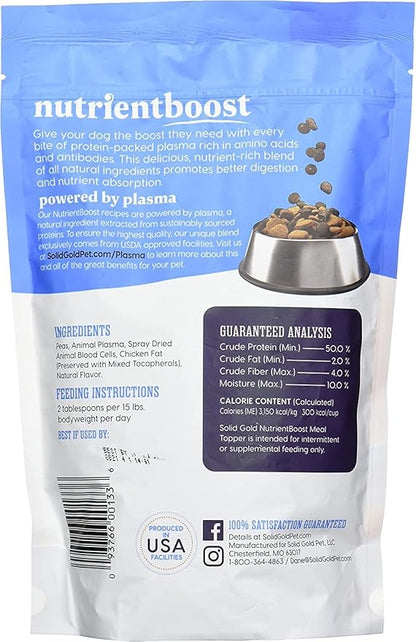 Solid Gold NutrientBoost Meal Topper for Dogs - Plasma Infused Dog Food Topper & Treats - Gut Health & Immune System Support - Grain Free Additive with Vitamins, Minerals, Protein & Amino Acids - 1 Lb