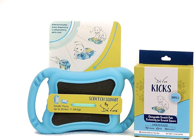 De' Vora Scratch Square - Dog Nail Scratch Board Treat Box | 5 in 1 Dog Scratch Pad for Nails | Dog Nail Scratch Board with Treat Box | Scratch Pad for Dogs Nail File | Dog Scratch Board XS/S