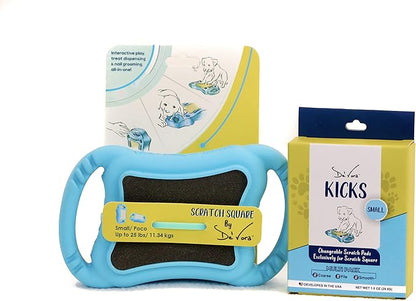 De' Vora Scratch Square - Dog Nail Scratch Board Treat Box | 5 in 1 Dog Scratch Pad for Nails | Dog Nail Scratch Board with Treat Box | Scratch Pad for Dogs Nail File | Dog Scratch Board XS/S