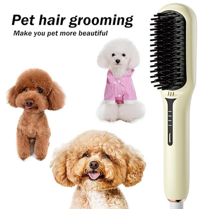 Electric Pet Hair Styling Beauty Comb, Dog Grooming Brush, Negative Ion Function & Adjustable Temperature, Safety Protection, Animal Hair Straightener