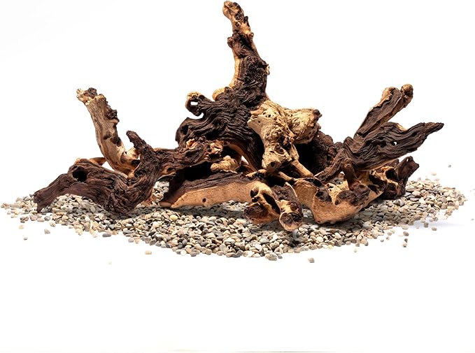 Ultum Nature Systems Driftwood - Mopani Wood - Natural Aquarium Hardscape for Planted Tank Aquascaping - Fish, Crab, Reptile, Bird, Paludarium Enclosure Structure, Terrarium Decor - MED 3Pc, 12-16"