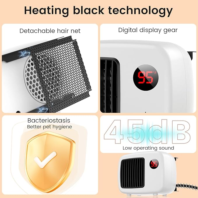 Dog House Heater, 300-600W Pet Heating for Dogs Chicken Coops Garage Greenhouse Gift for Farm Garden Lover, Anti Chew Cord & Safe Overheat Protection, Fast 2 Heating Mode