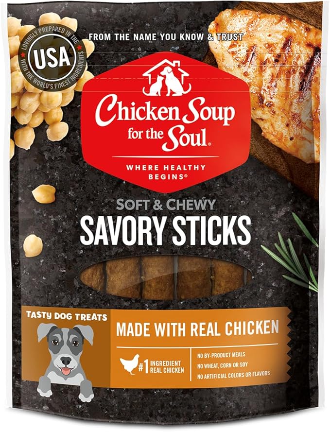 Chicken Soup For The Soul Savory Sticks Dog Treats, Chicken, 5 Ounce Bag | Soy, Corn & Wheat Free, No Artificial Flavors or Preservatives
