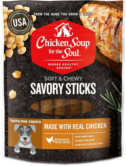 Chicken Soup For The Soul Savory Sticks Dog Treats, Chicken, 5 Ounce Bag | Soy, Corn & Wheat Free, No Artificial Flavors or Preservatives