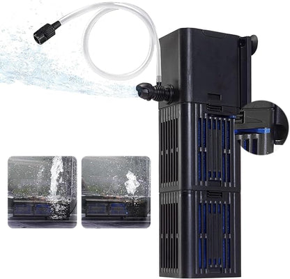 Aquarium Filter Water Flow Adjustable for 55-200 Gallon Fish Turtle Tank 400GPH Biochemical Filtration 4in1 Submersible Internal Powerful Pumps & Filters Keep Freshwater Saltwater Crystal Clear Large