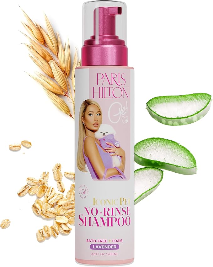 Paris Hilton Pet Iconic Lavender Scent No-Rinse Dog Shampoo, Waterless Dog Wash, Hypoallergenic, 280ml  Quick Clean for Dogs, Easy Grooming, No Rinse Needed