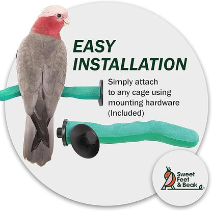 Sweet Feet & Beak Safety Pumice Bird Perch, Medium 1-1/4" X 12", Purple- Lightweight Grinding Bird Perches for Cage - Bird Nail Trimming Perch for Healthy Beak & Feet - Multi-Size & Color Parrot Stand