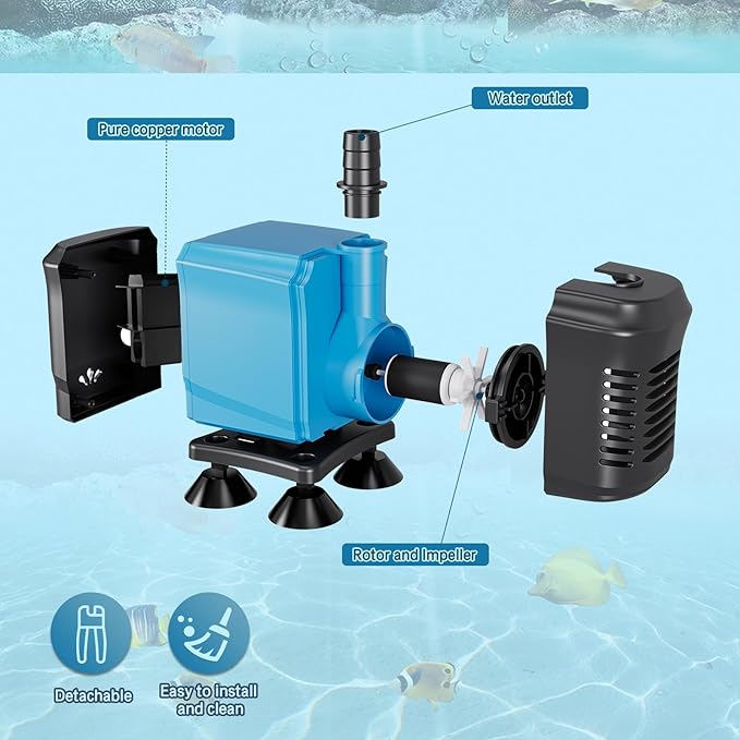 LYPHARD AQUARIUMS 40W Submersible Water Pump Flow 550GPH, High Lift 5.5ft, Ultra Quiet Pond Pumps Aquarium Pump for Fish Tank, Hydroponics, Outdoor Fountain