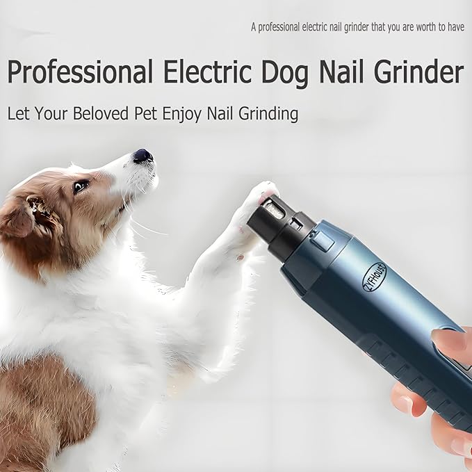 Dog Nail Trimmers, 5-Speed Professional Quiet Electric Dog Nail Grinder with 2 LED Lights, 2 Grinding Wheels, Type-C Rechargeable for Medium Small Large Dogs and Cat (Blue)