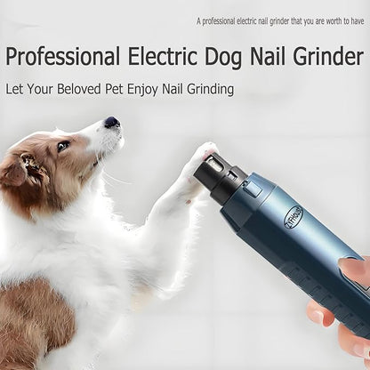 Dog Nail Trimmers, 5-Speed Professional Quiet Electric Dog Nail Grinder with 2 LED Lights, 2 Grinding Wheels, Type-C Rechargeable for Medium Small Large Dogs and Cat (Blue)