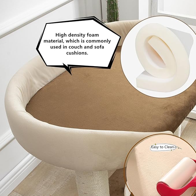 SHENGOCASE Modern Cat Tree Tower, Extra Large Platform Couch Sofa Bed for Maine Coon, Multiple Cat Furniture with Scratching Post Ramp Tilted Angled Scratcher Scratch Pad Sisal