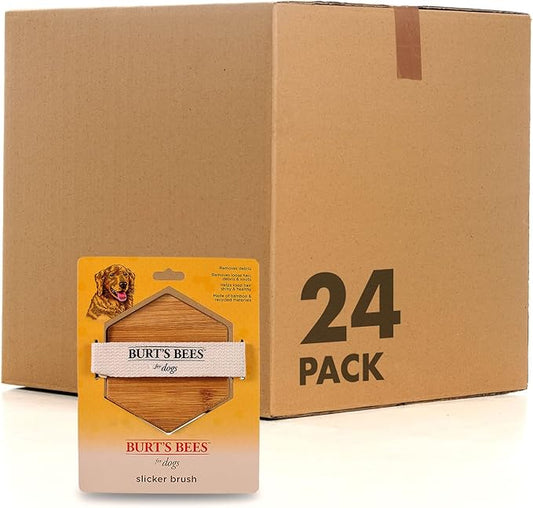 Burt's Bees for Pets Dog Brush, Hair Brush for Dogs, 24 Count, Reduces Shedding, Easy to Hold, Ideal for Daily Grooming, Ergonomic Design, Bamboo & Recycled Materials, Best for All Hair Types
