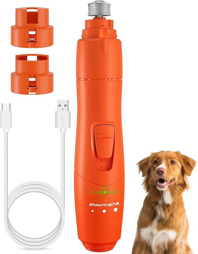 Low Vibration Dog Nail Grinder with LED Light, Rechargeable Dog Nail Trimmers for Large Dogs, Medium & Small Dogs, Professional 2-Speed Pet Nail Grinder for Dogs