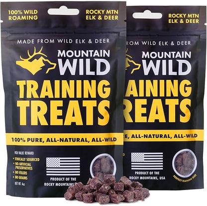 Training Treats for Dogs & Puppies  Elk & Venison Protein Puppy & Dog Treat  High Value, All-Natural, No Fillers, Grain-Free, No Artificial Preservatives  4oz, 2 Bags