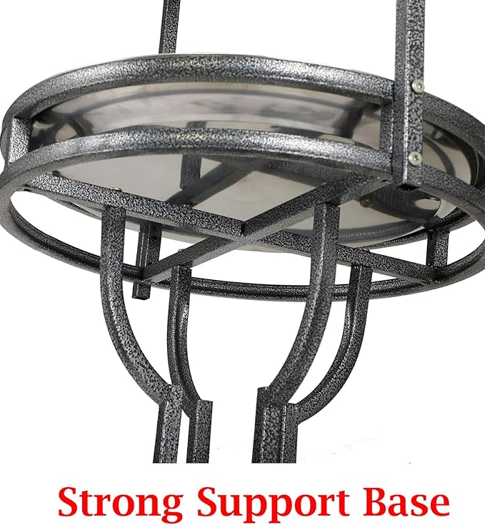 Elegant and Durable Wrought Iron Parrot Bird Play Perch Sturdy 4-Leg Rolling Stand Perch Gym Ground with Removable No Rust Stainless Steel Tray and Feed Cups Toy Hook