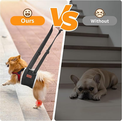 Adjustable Dog Lift Harness, Dog Sling for Large Dogs Lift Support and Rehab Harness for Weak Rear Legs, Soft Hind Leg Support Helps Senior, Injured, Disabled and After ACL Surgery Dogs(Black,Small)