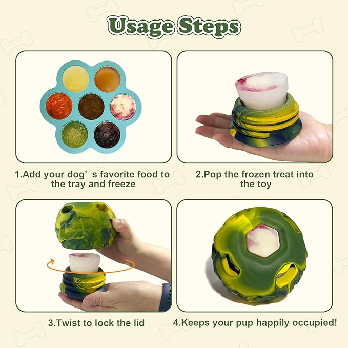 5-in-1 Frozen Dog Enrichment Toys,Interactive Dog Toys with DIY Freezable Fillable Mold,Natural Rubber,Dishwasher Safeï¼_mallï¼