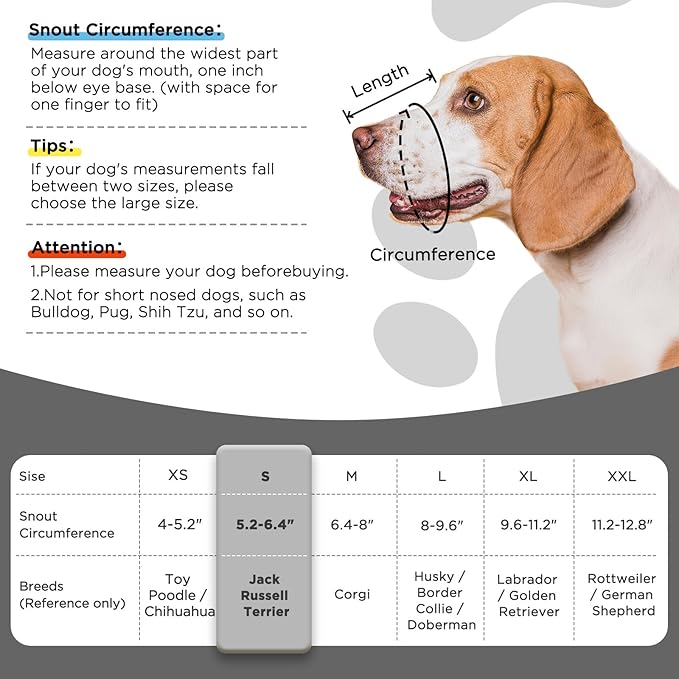 Dog Muzzle,Soft Mesh Muzzle for Small Medium Large Dogs to Prevent Biting,Pets Muzzle for Chihuahua Poodle Husky Labrador Retriever, Breathable Drinkable Adjustable for Chewing Grooming(S)