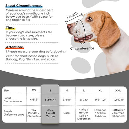 Dog Muzzle,Soft Mesh Muzzle for Small Medium Large Dogs to Prevent Biting,Pets Muzzle for Chihuahua Poodle Husky Labrador Retriever, Breathable Drinkable Adjustable for Chewing Grooming(S)