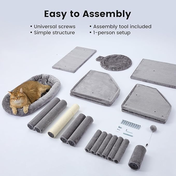 Gardner Pet 41" Tall Cat Tree for Medium-Large Cats, Heavy Duty Cat Tower with 2.8in Posts & Washable Top Perches, Space-Saving Cat Furniture for Apartments, Easy to Assembly