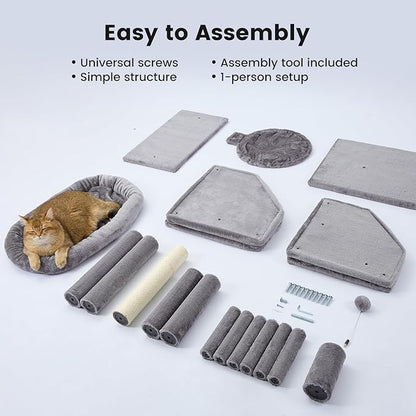 Gardner Pet 41" Tall Cat Tree for Medium-Large Cats, Heavy Duty Cat Tower with 2.8in Posts & Washable Top Perches, Space-Saving Cat Furniture for Apartments, Easy to Assembly