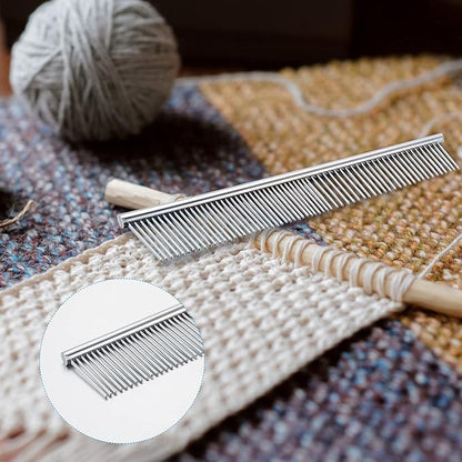 2 Pieces Macrame Comb and Tassel Brush Kit - Stainless Steel Combs for Pet Grooming, Macrame Fringe Cord and Supplies (Silver)