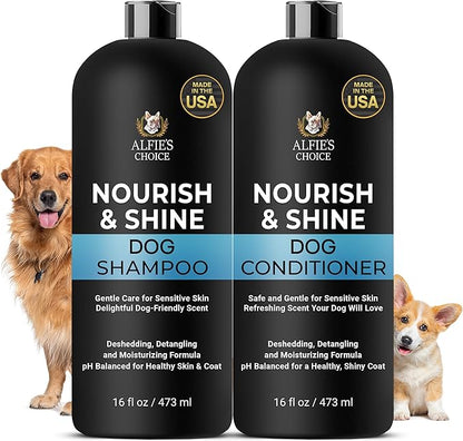 Dog Shampoo and Conditioner Set for Itchy Skin, Allergies & Odor – 2-in-1 Calming Formula with Lavender, Rosemary & Biotin – Moisturizing & Detangling – Safe for Puppies & All Breeds – 16 oz x 2
