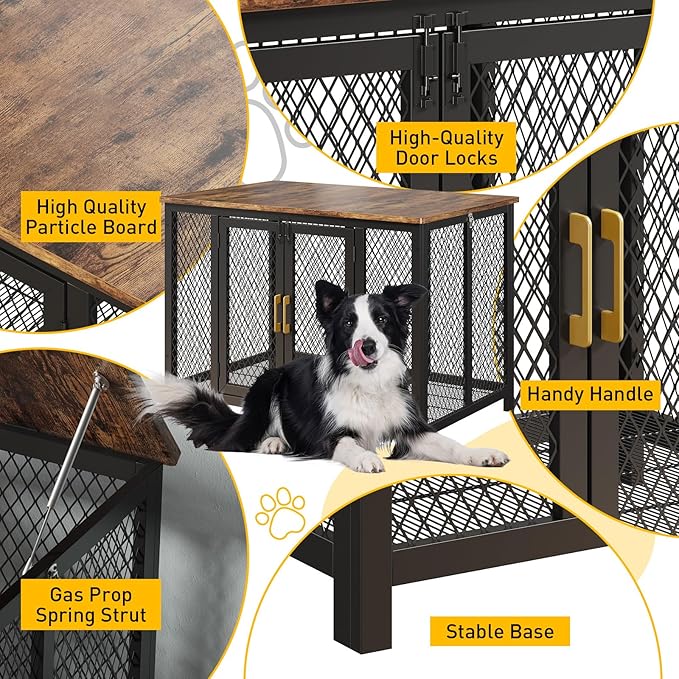48 Inch Large Dog Crate Furniture with Top Access Door, Heavy Duty Dog Crate Wooden Indoor Decorate Pet Cage, Indestructible Pet Dog Cage for Medium to Large Dogs